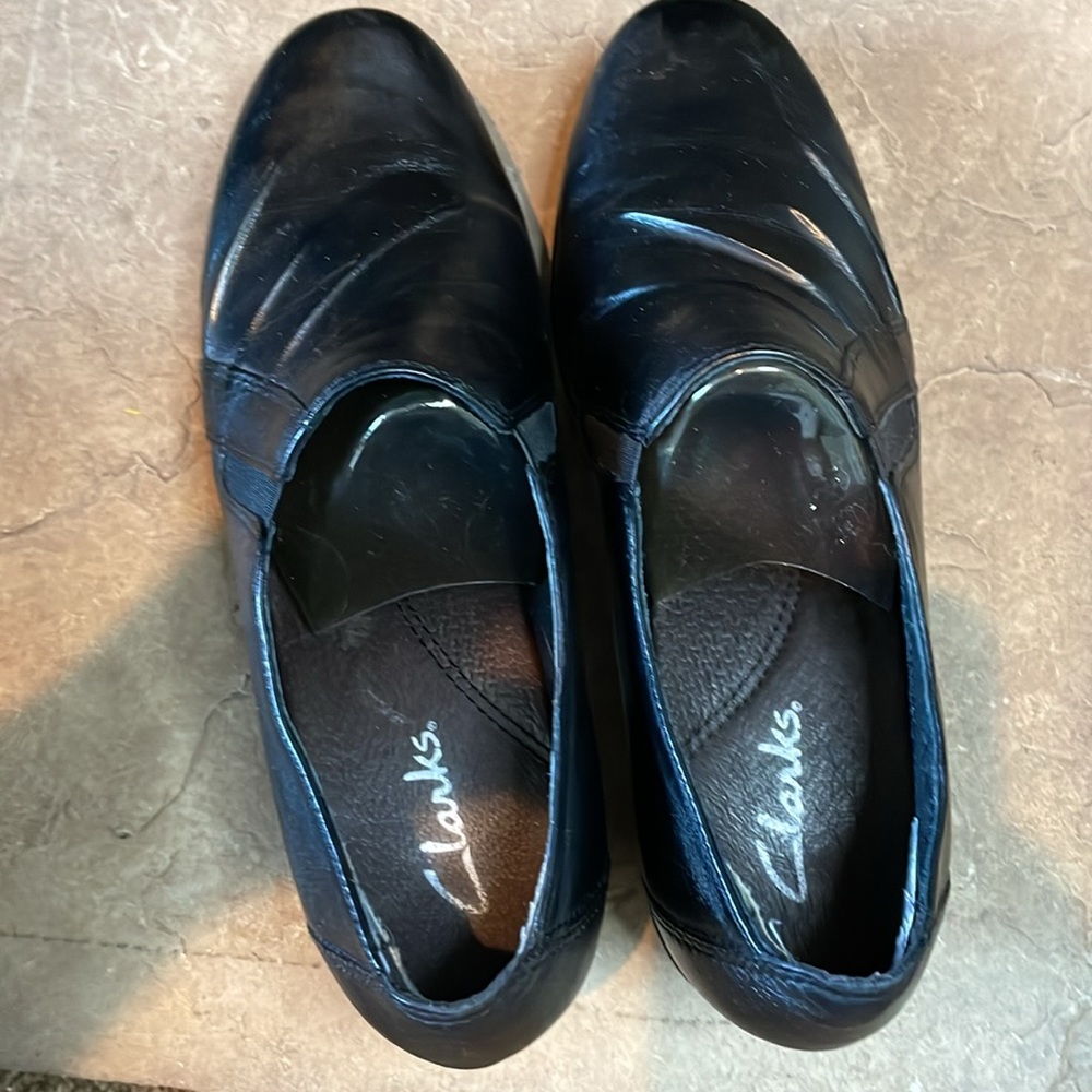 Nib Clarks Black Leather Block Heel Size 8.5m - image 6